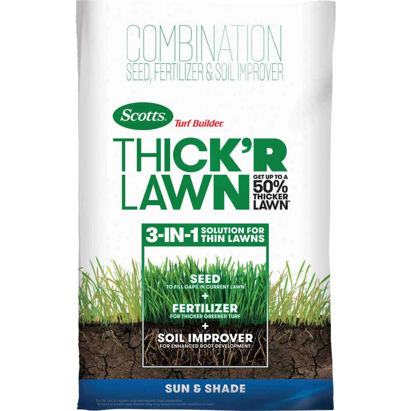 Scotts Turf Builder ThickR Lawn 40 Lb. 4000 Sq. Ft. Coverage Combination Sun & Shade Grass Seed, Fertilizer, & Soil Improver 3 Scotts Turf Builder ThickR Lawn 40 Lb. 4000 Sq. Ft. Coverage Combination Sun & Shade Grass Seed, Fertilizer, & Soil Improver