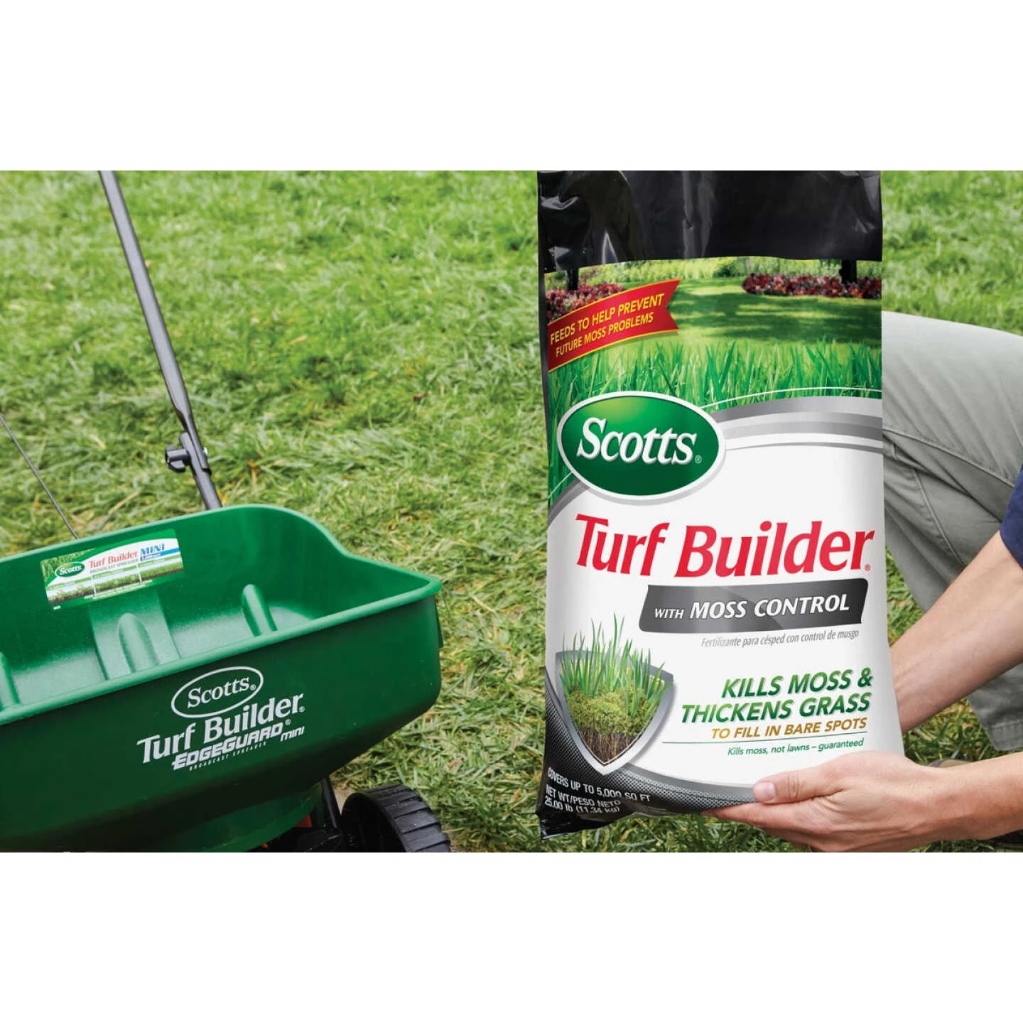 Scotts Turf Builder With Moss Control 25 Lb. 5000 Sq. Ft. 23-0-3 Lawn Fertilizer 4 Scotts Turf Builder With Moss Control 25 Lb. 5000 Sq. Ft. 23-0-3 Lawn Fertilizer - Image 2
