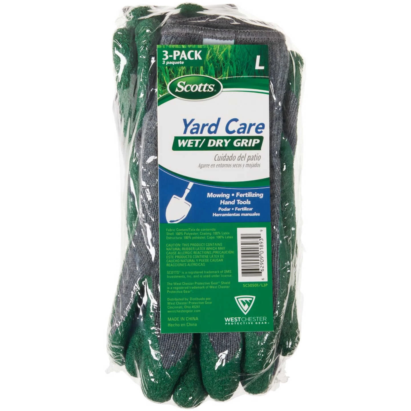 Scotts Yard Care Large Wet/Dry Grip Garden Glove (3-Pack) 3 Scotts Yard Care Large Wet/Dry Grip Garden Glove (3-Pack) - Image 2
